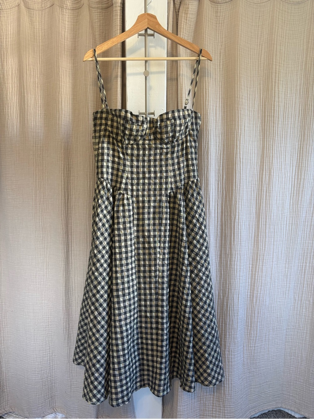 NWT Sky to Moon Balconette Check Midi Dress- Large